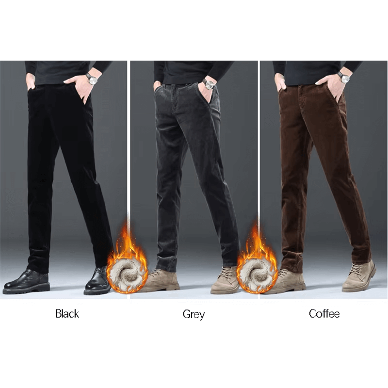 Men's Warm Fleece-Lined Corduroy Trousers