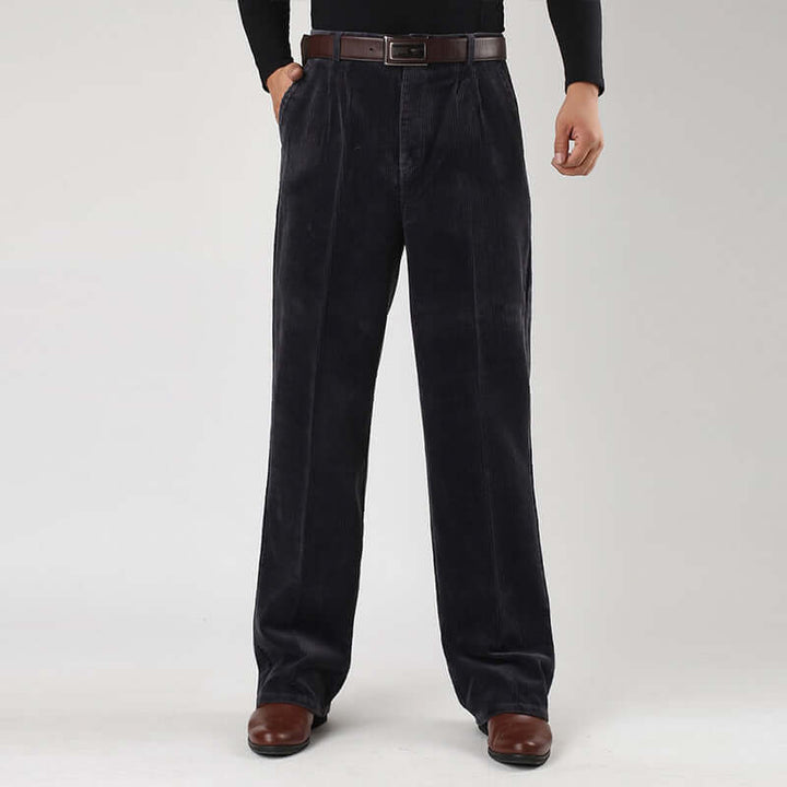 Men's Classic Fit Corduroy Trousers with Belt Loops
