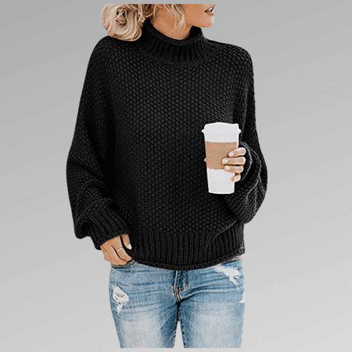 Women's High Neck Knit Long Sleeve Sweater