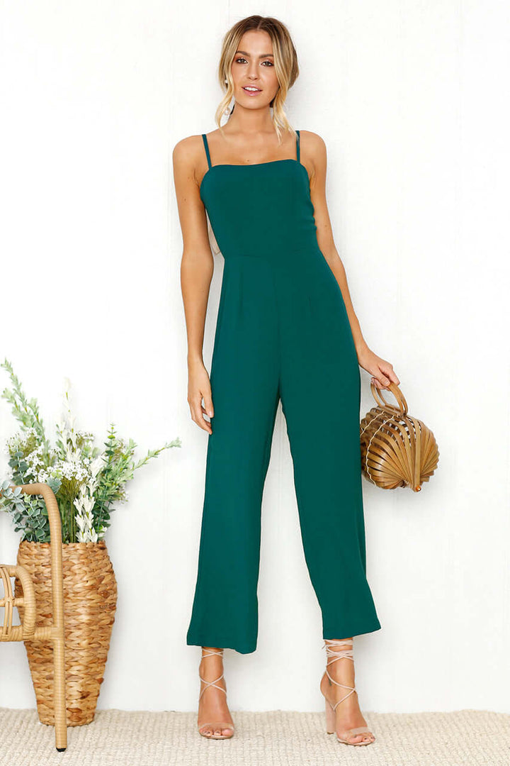 Women's Sleeveless Straight Leg Jumpsuit: Summer Casual Style