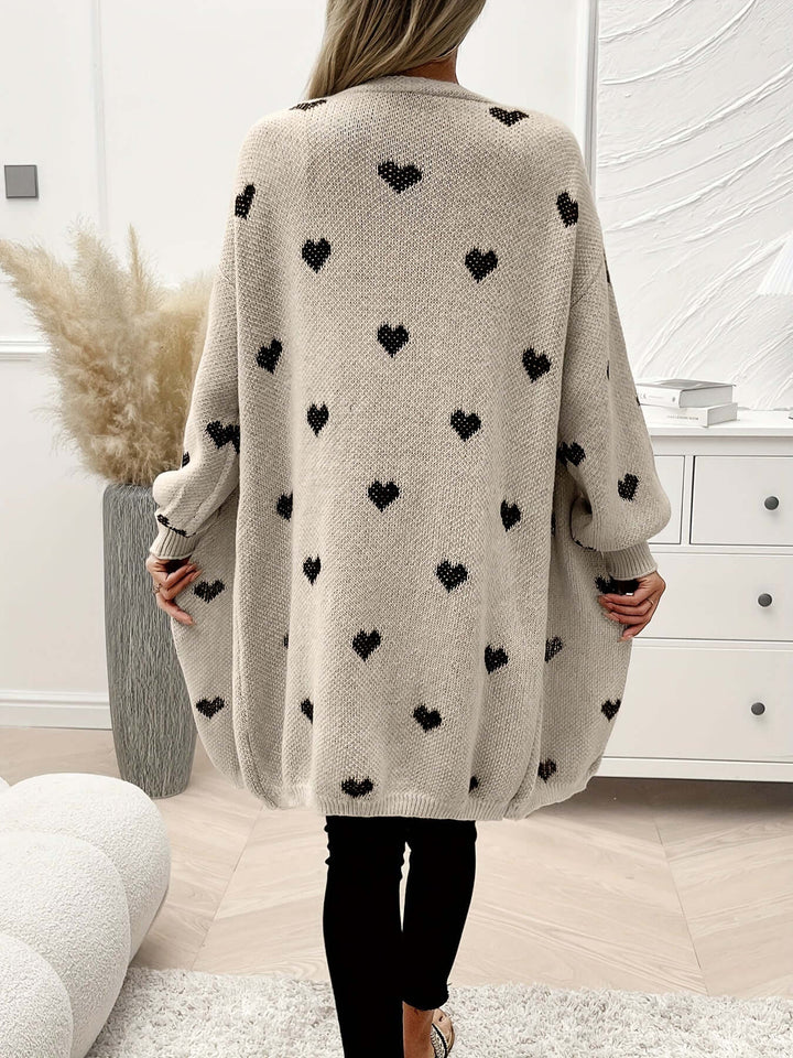 Women's Soft Knit Cardigan with Heart Pattern