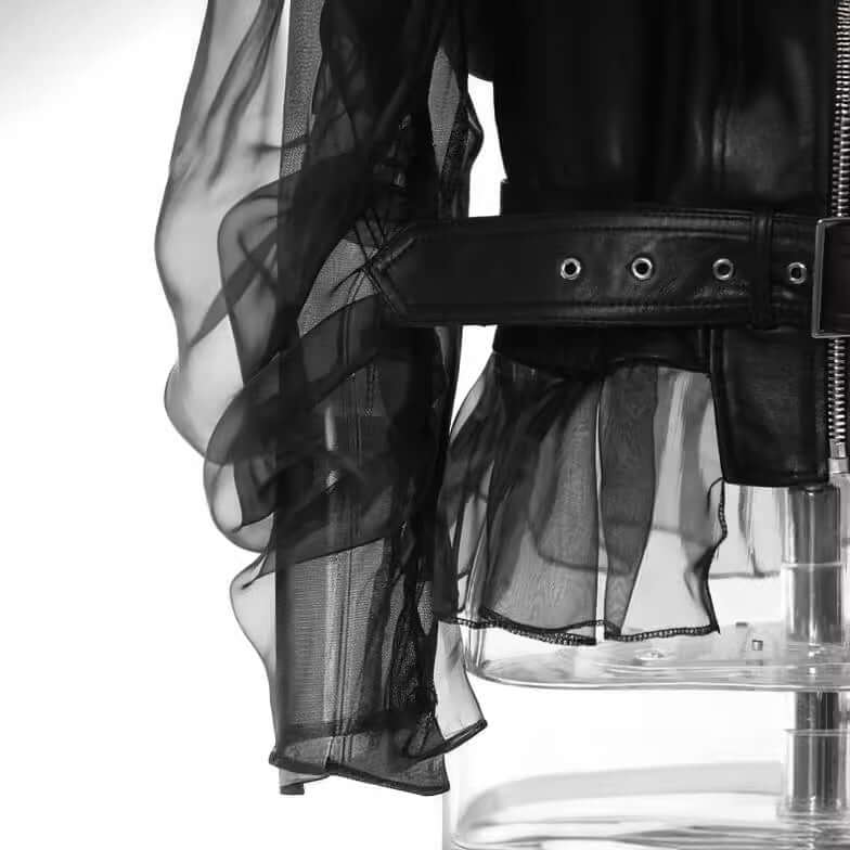 Women's Sheer Mesh Motorcycle Jacket: Edgy Style, Breathable Comfort