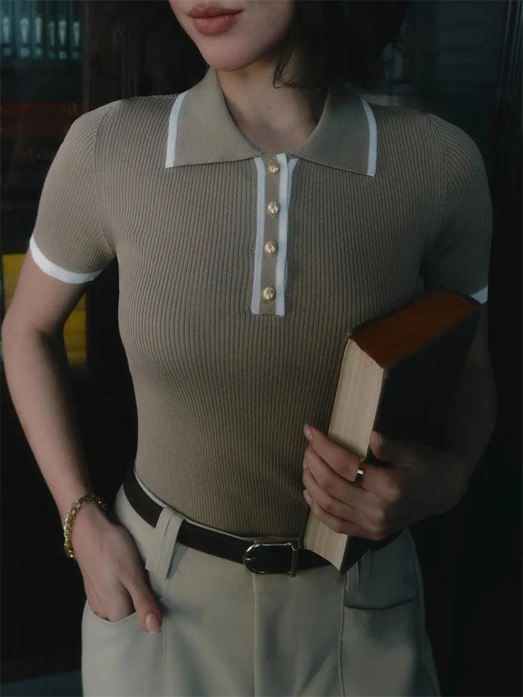 Knitted Short Sleeve Polo Shirt