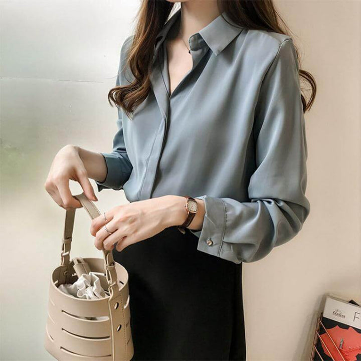 Women's Long Sleeve Elegant Chiffon Blouse