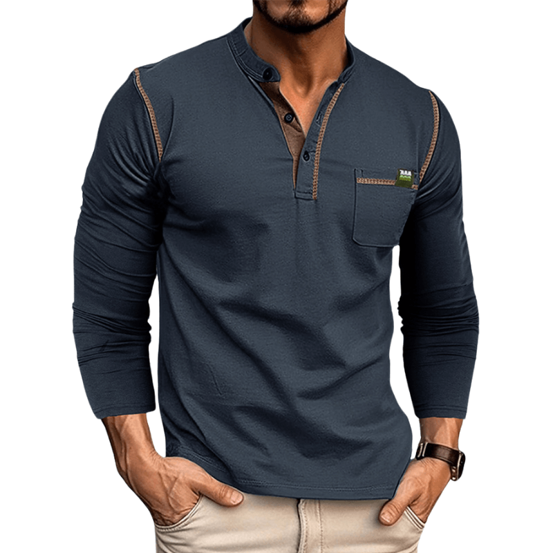Men's Long Sleeve Henley Shirt: Casual Comfort & Style