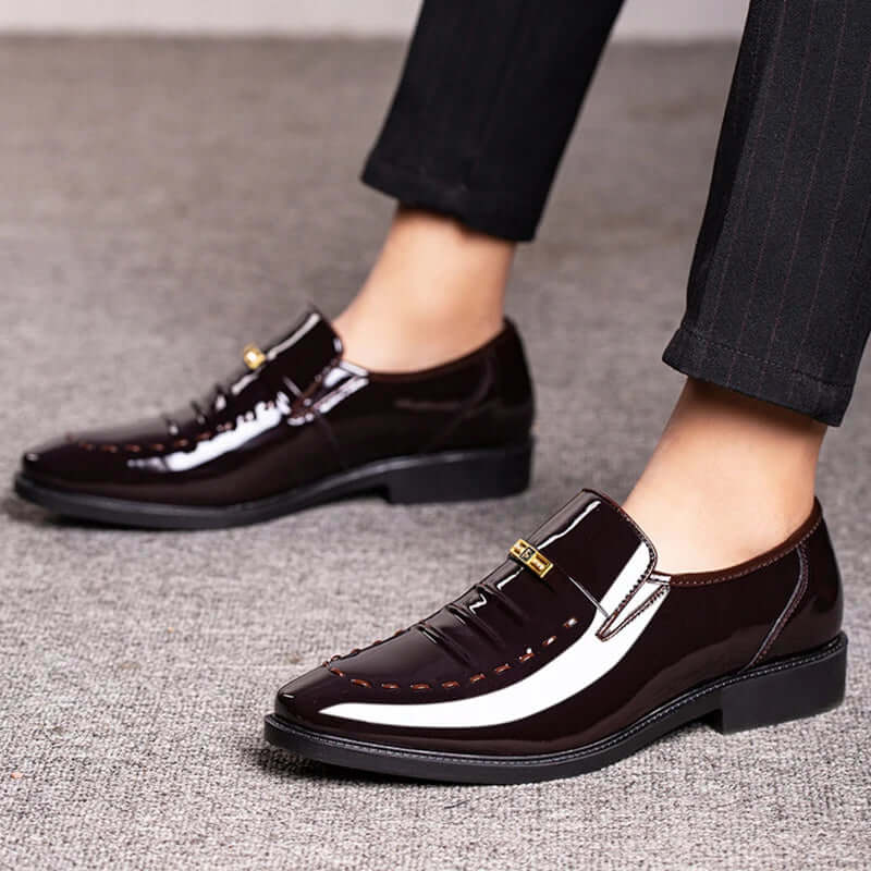 Men's Slip-On Patent Leather Loafers: Formal Polished Shoes