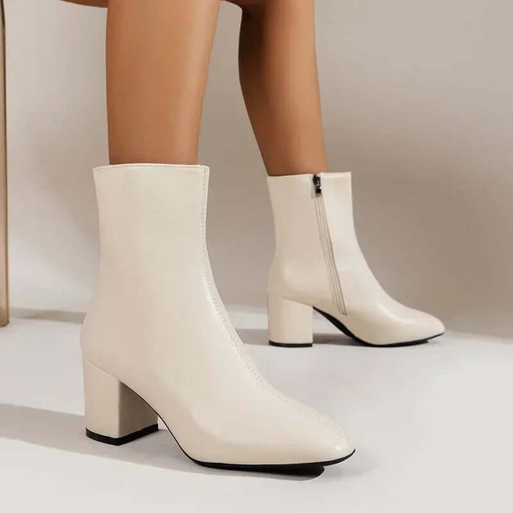 Women's High Heel Ankle Boots with Side Zip