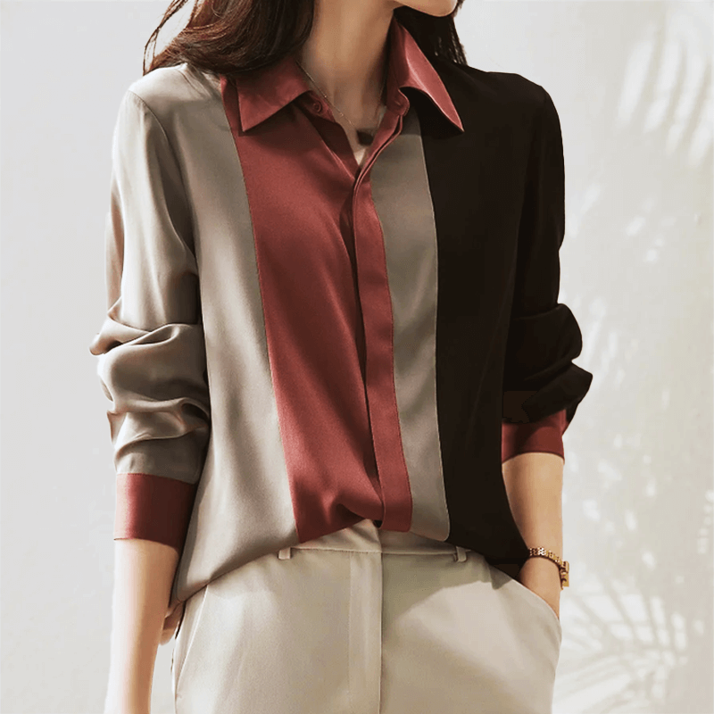 Women's Vintage Long-Sleeve Button-Up Blouse