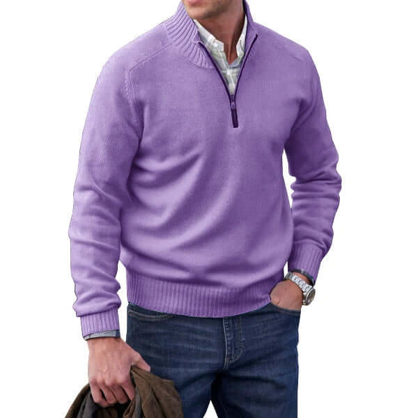 Men's Cashmere Zip-Up Sweater: Soft, Warm & Stylish