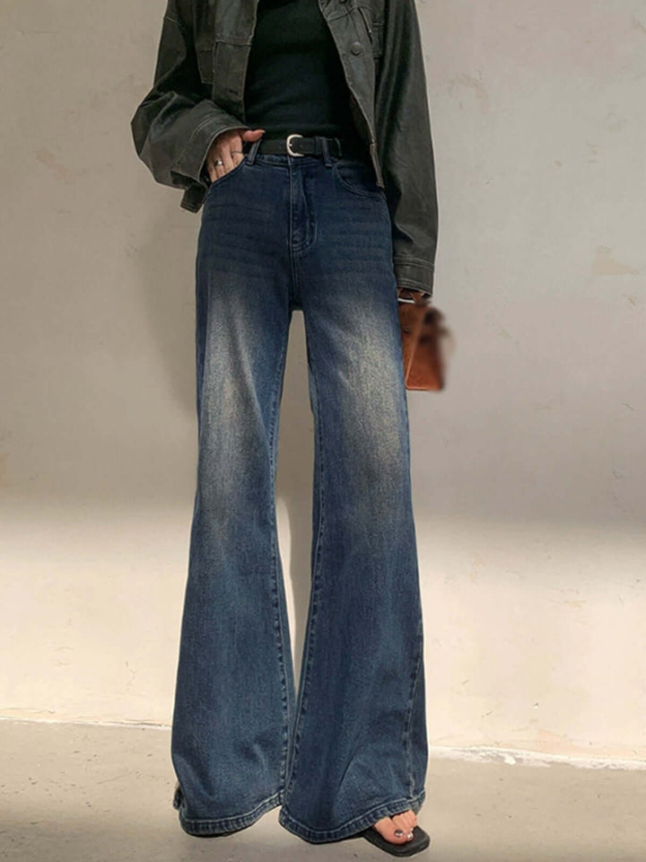High-Waisted Wide Leg Jeans: Vintage Wash Denim