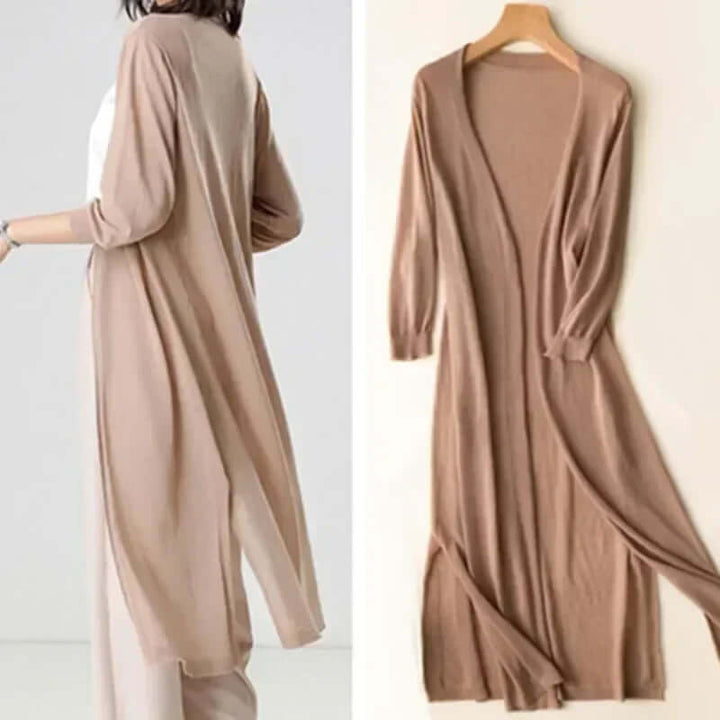 Women's Lightweight Knit Long Cardigan - Open Front Sweater