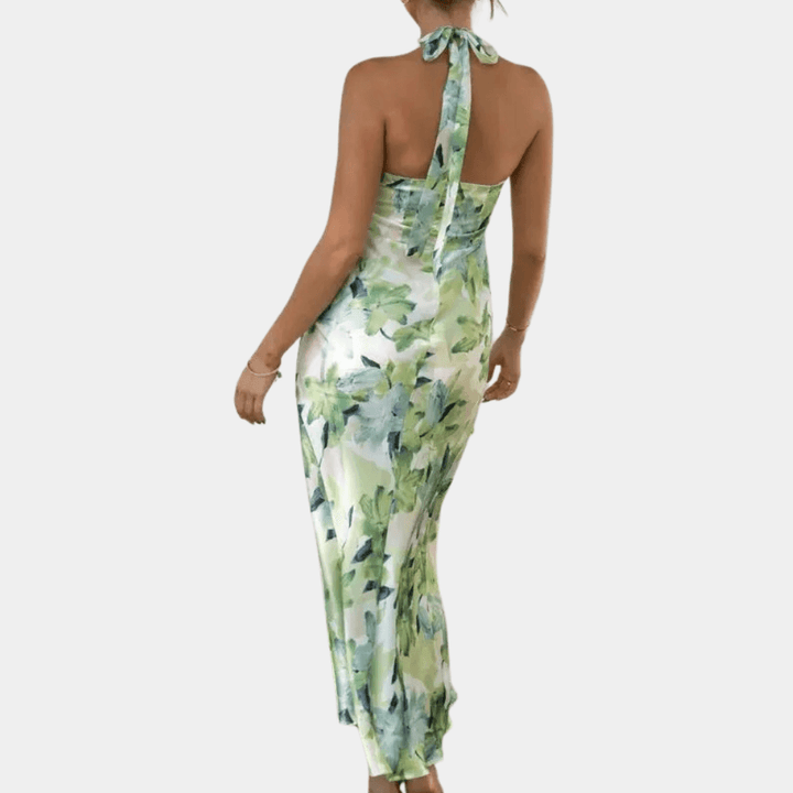 Floral Print Halter Neck Midi Dress