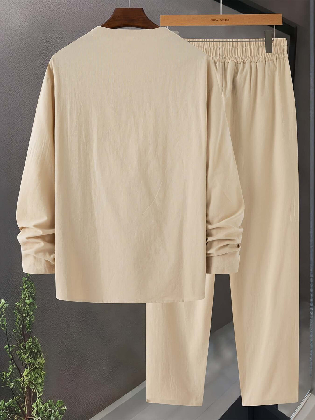 Men's Relaxed-Fit Loungewear Set: V-Neck Top & Trousers