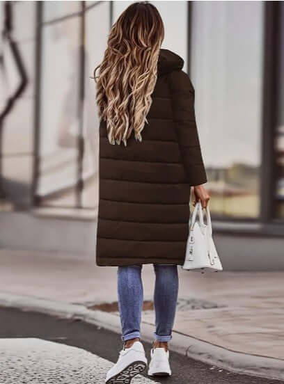 Women's Long Padded Winter Coat with Hood