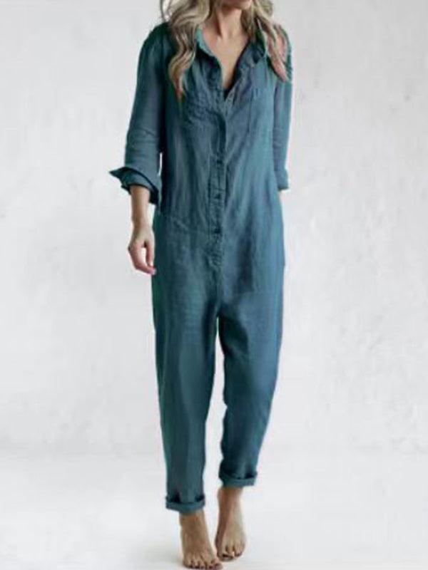 Women's Versatile Button-Up Jumpsuit