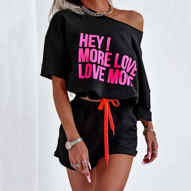 Women's Two-Piece Lounge Set: Crop Top & High-Waisted Shorts