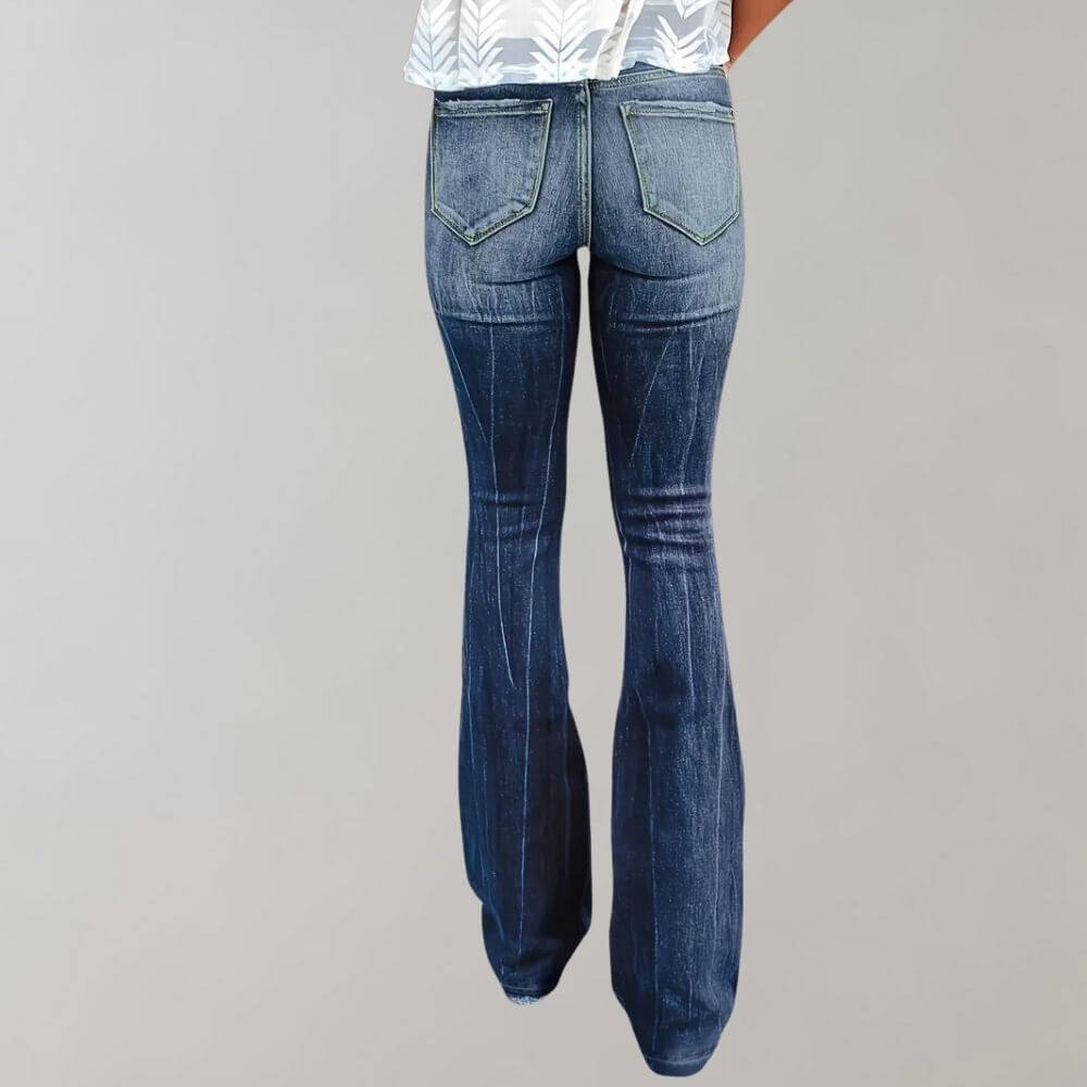 Women's Flared Ripped Denim Pants