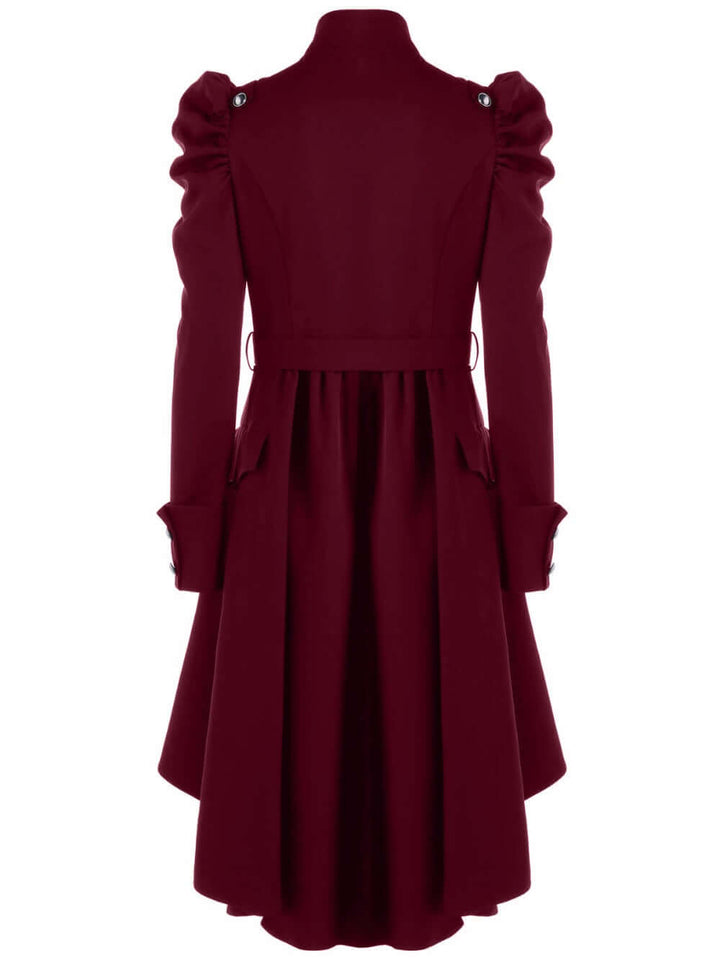 Women's Medieval Retro Jacket: Elegant Midi Length, Standing Collar