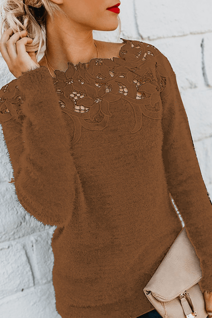 Women's Elegant Lace Long-Sleeve Sweater