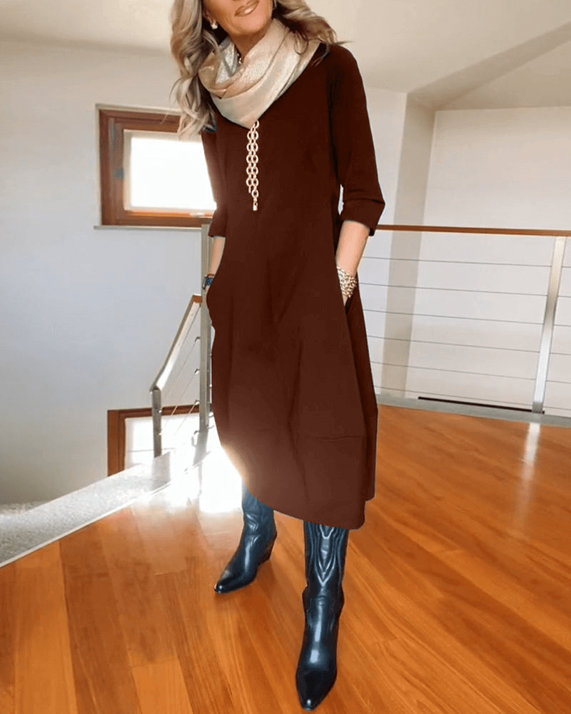 Elegant Pleated Midi Dress for Women