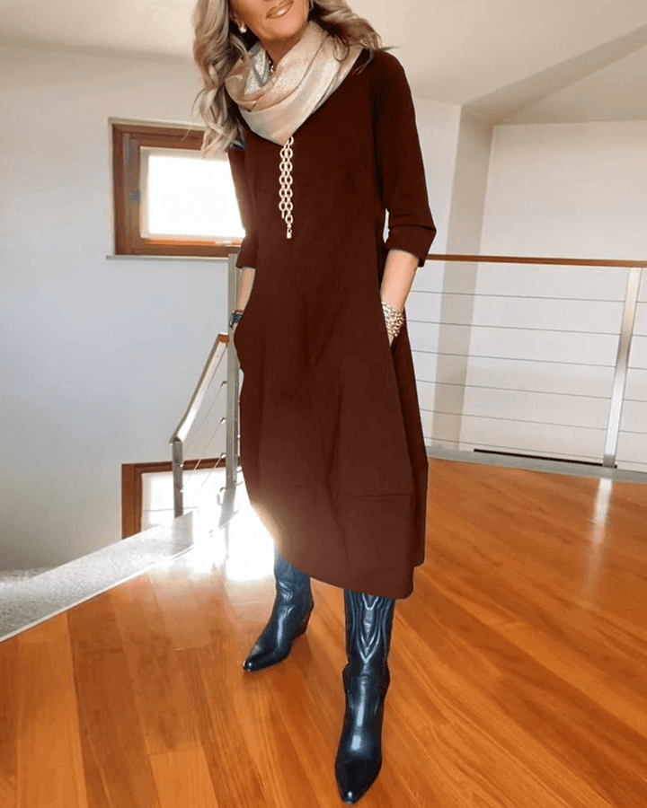 Elegant Pleated Midi Dress for Women