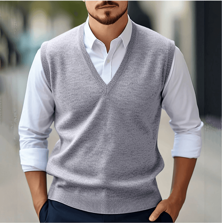 Sleeveless V-Neck Knit Sweater: Stretch Fit, Lightweight