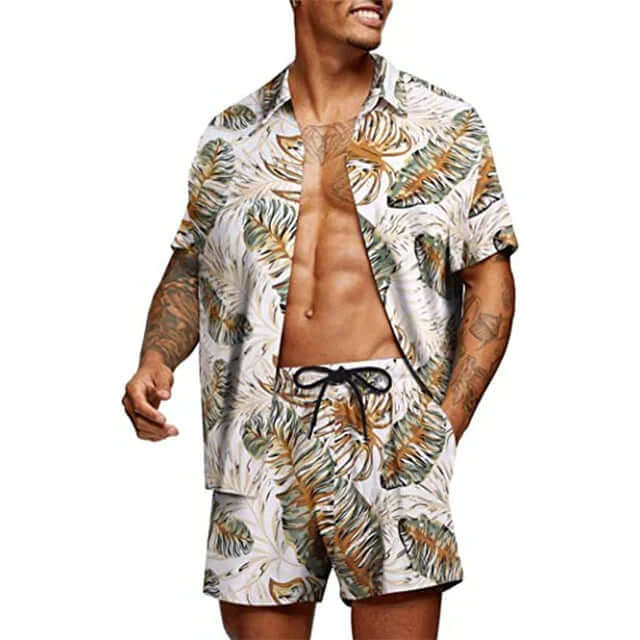 Men's Summer Two-Piece Set: Relaxed Fit Shirt & Shorts