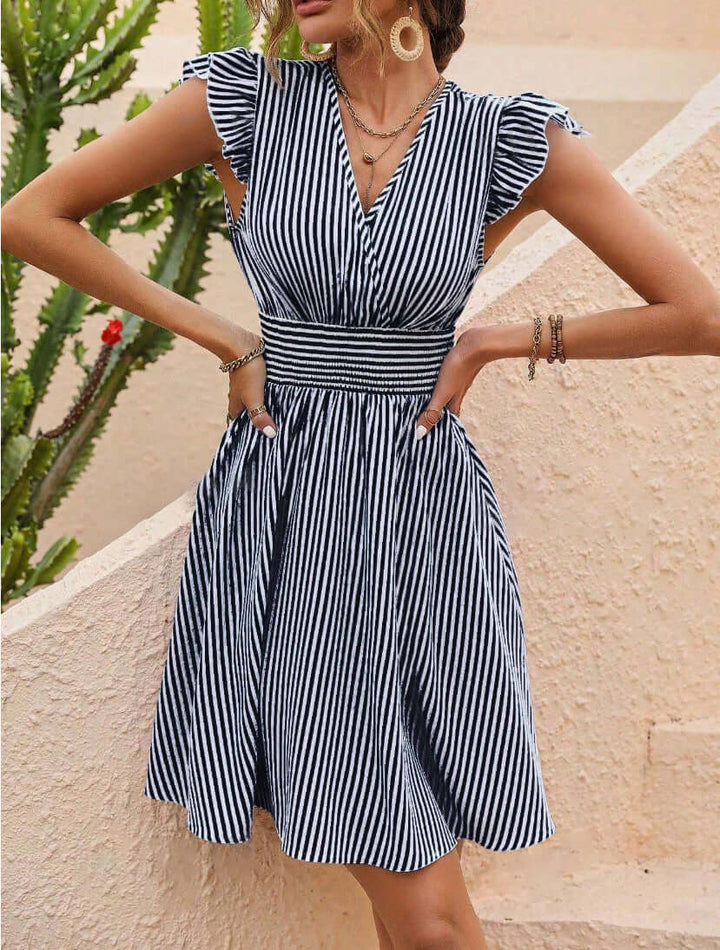 Striped Midi Dress: Elegant & Flattering Women's Dress