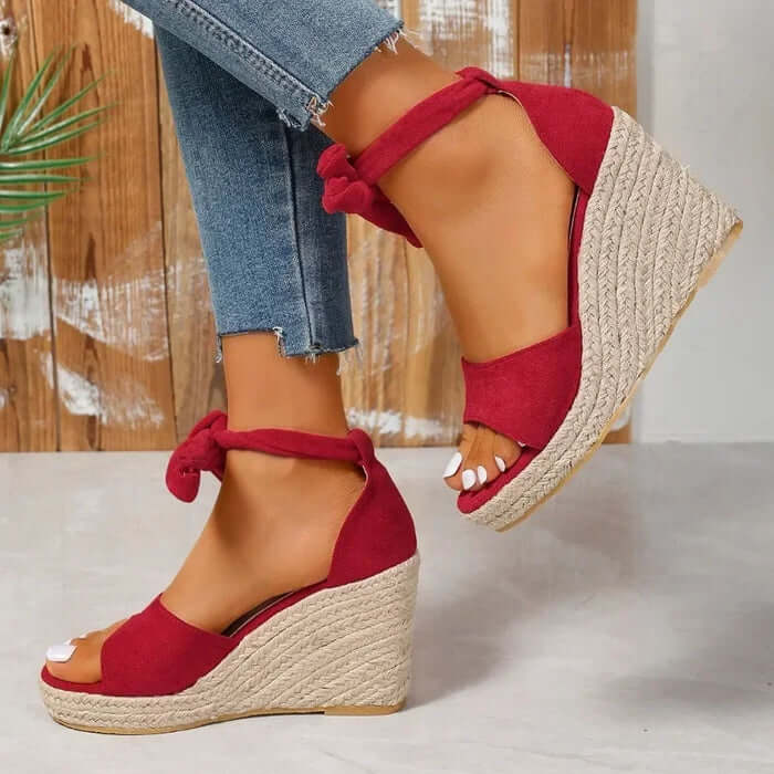 Women's Open-Toe Lace-Up Espadrille Wedge Sandals