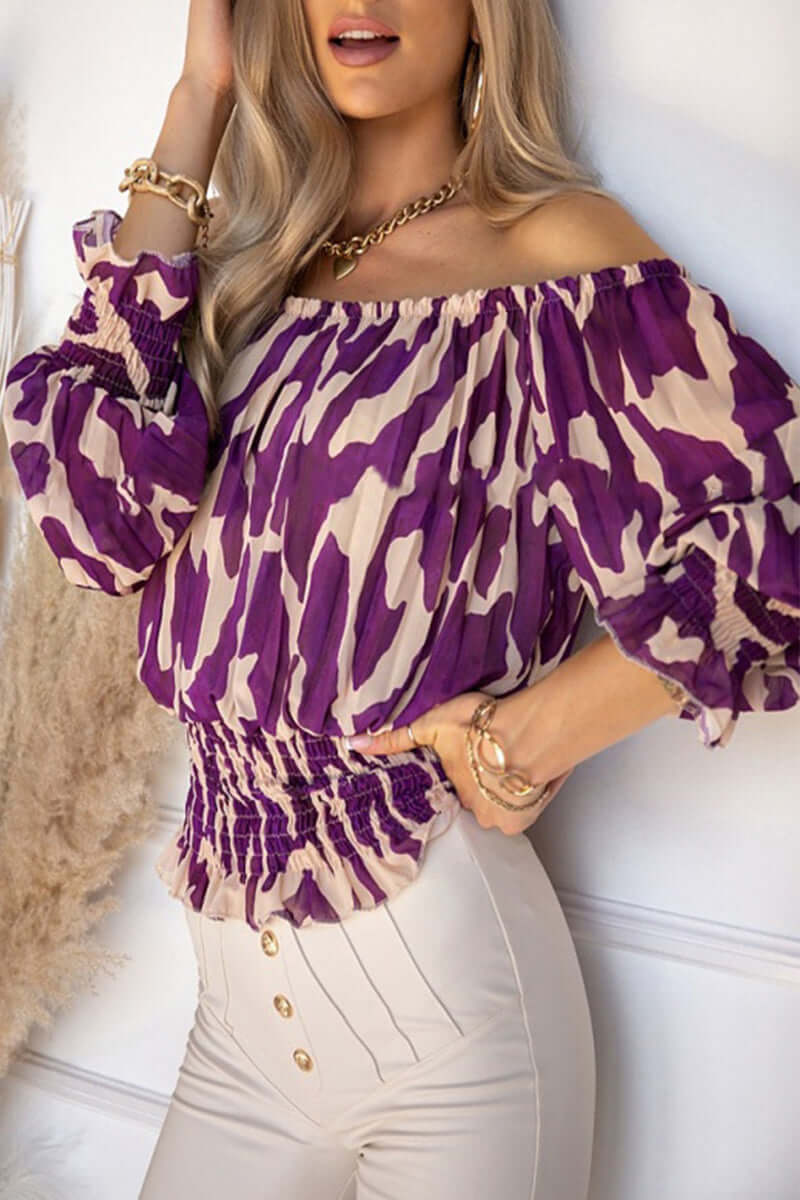 Elegant Off-Shoulder Pleated Blouse