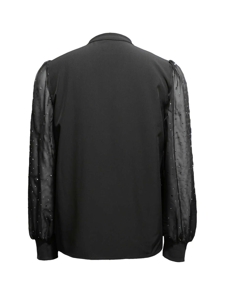 Women's Sequin Sleeve Blouse - Elegant &amp; Sparkling Top