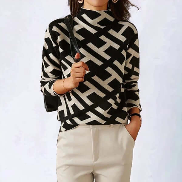 Women's Geometric Knit Long Sleeve Top