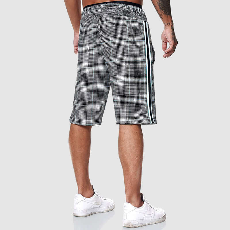 Men's Checkered Drawstring Shorts: Relaxed Fit, Elastic Waist