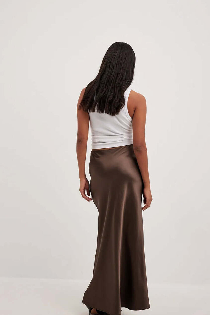 Women's Elegant A-Line Satin Maxi Skirt