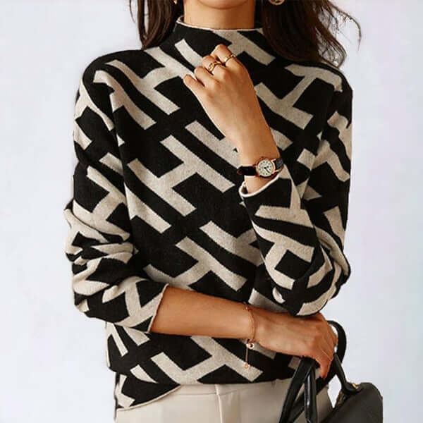 Women's Geometric Knit Long Sleeve Top