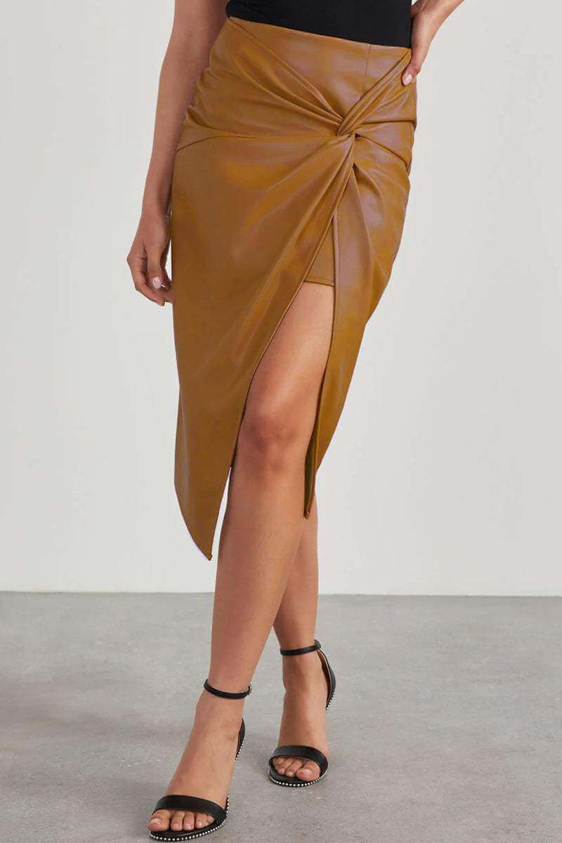 Women's High-Waisted Asymmetric Midi Skirt