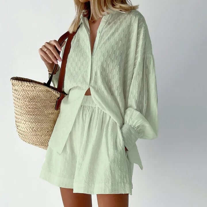Women's Linen Shirt & Shorts Set: Breathable Summer Outfit