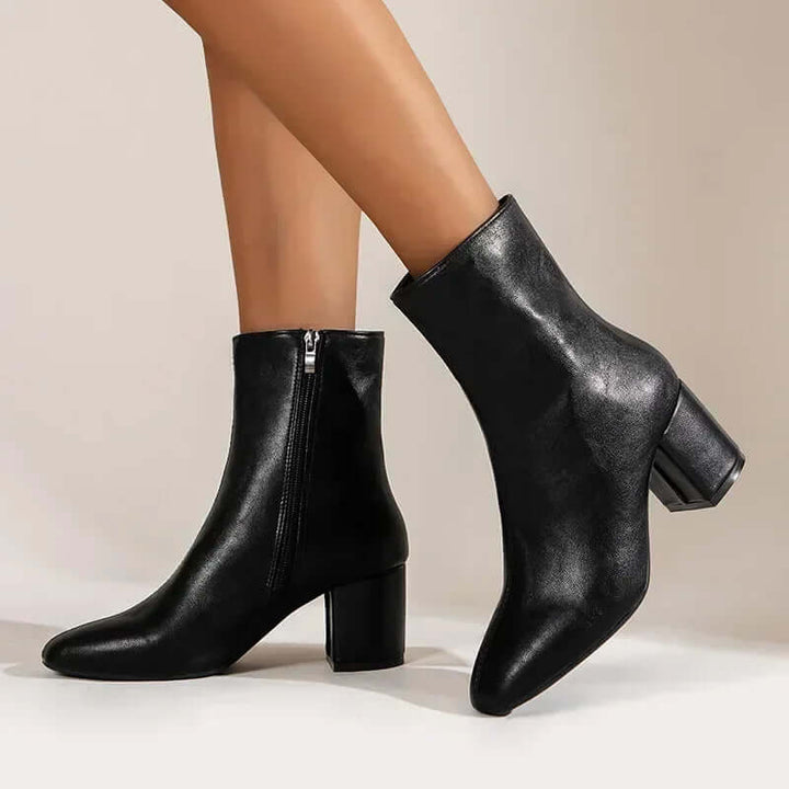 Women's High Heel Ankle Boots with Side Zip