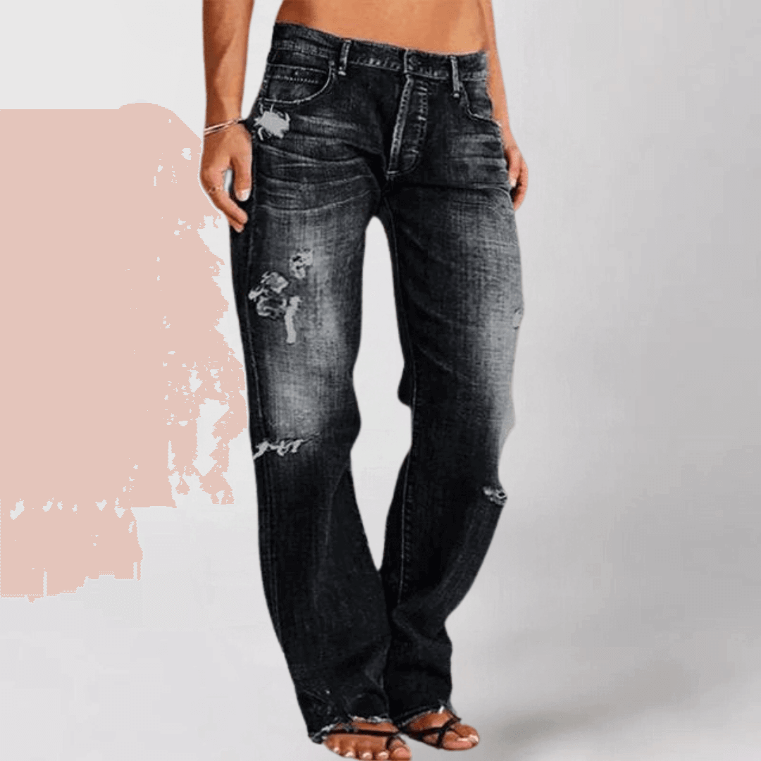 Women's Mid-Rise Bootcut Jeans: Distressed Denim