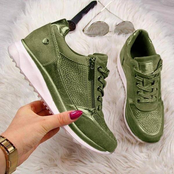 Women's Casual Sneakers: Lace-Up & Zip Closure