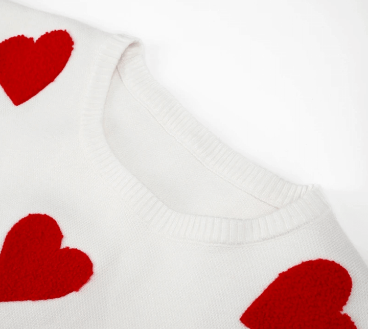 Women's Heart Print Loose Fit Sweater