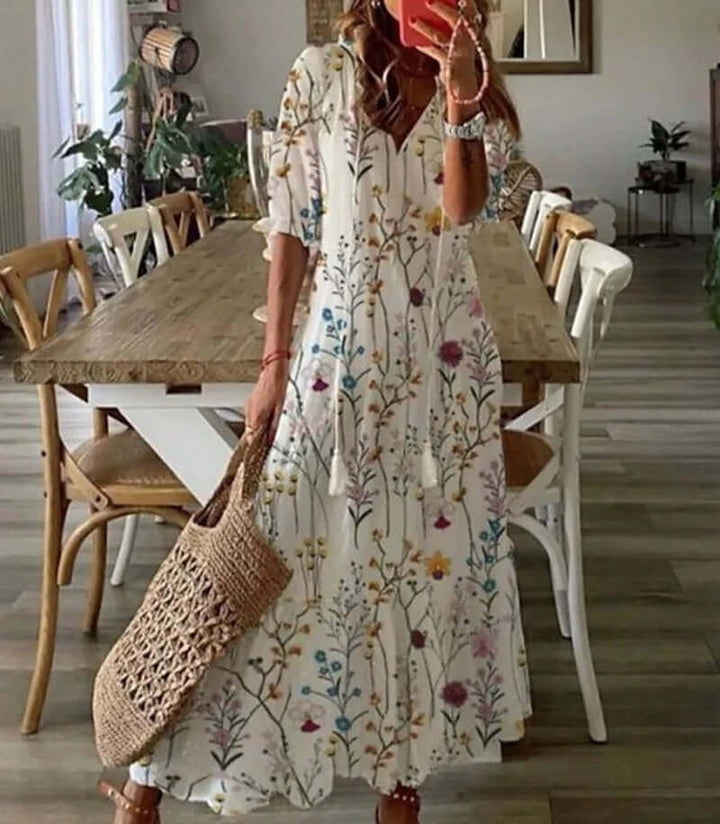 Women's Bohemian Maxi Dress: Flowy, Floral Summer Dress