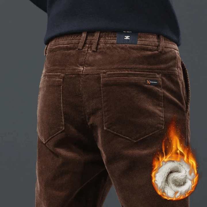 Men's Warm Fleece-Lined Corduroy Trousers