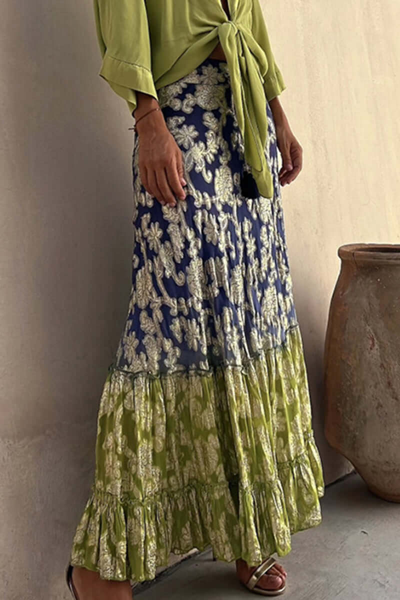 Women's Floral Tiered Maxi Skirt: Elegant & Flowy Summer Style