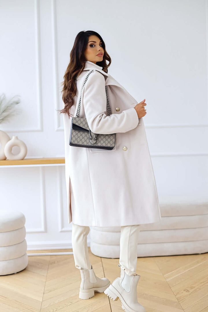 Women's Lapel Collar Long Sleeve Double-Breasted Jacket
