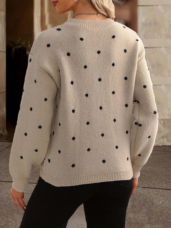 Polka Dot Knitted Sweater: Cozy & Stylish Winter Top