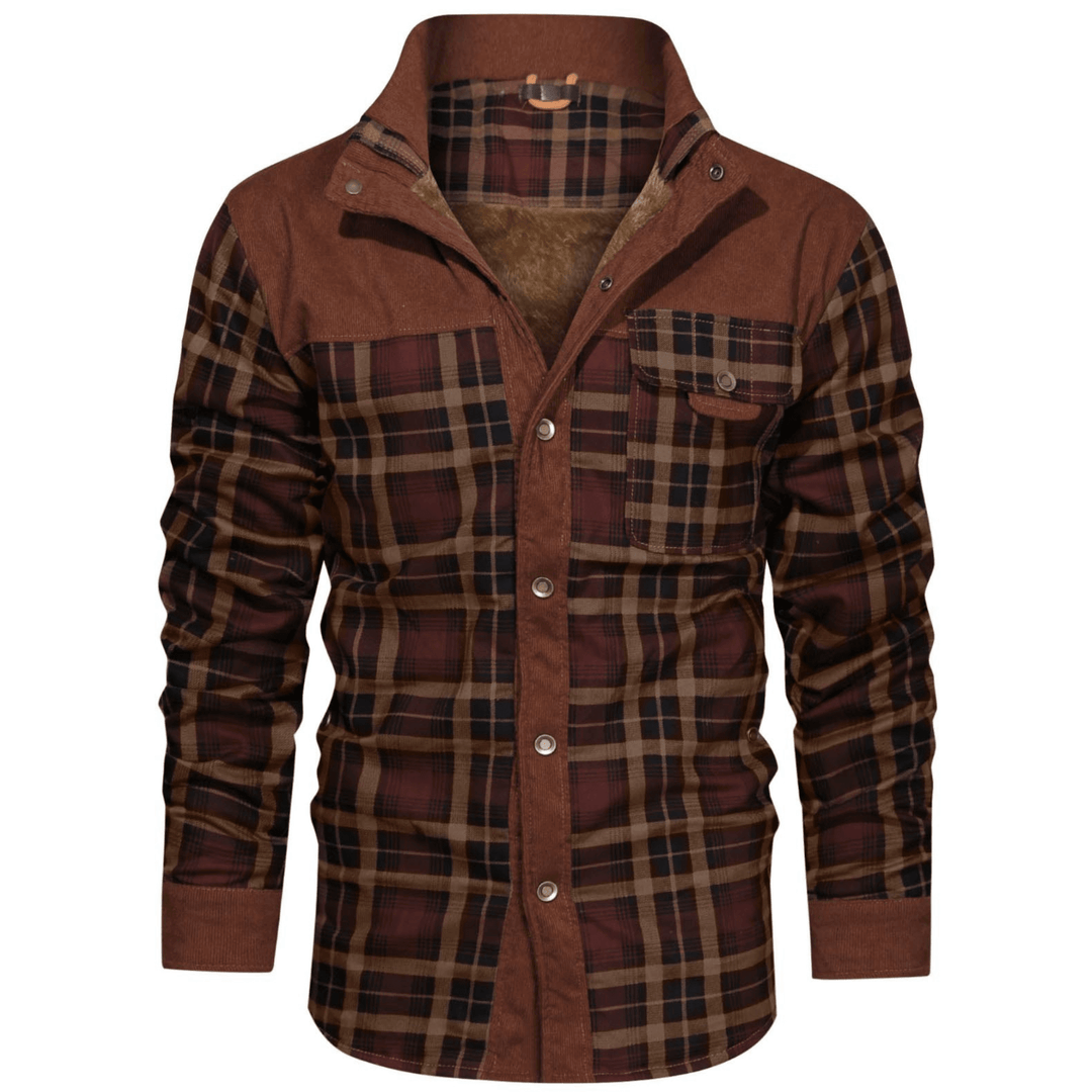 Men's Retro Plaid Fleece Jacket - Warm & Stylish