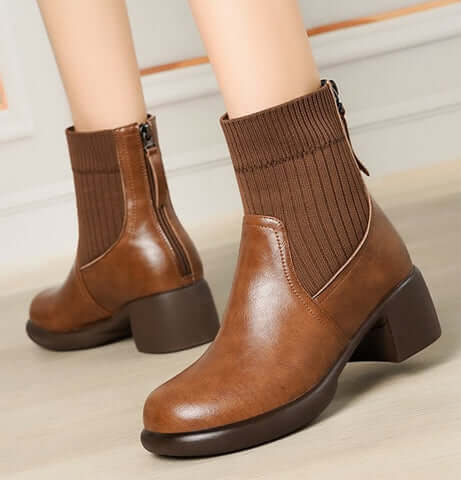 Women's Stretch Knit Sock Boots with Heel