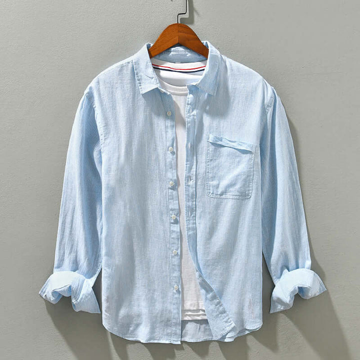 Men's Casual Striped Long-Sleeve Shirt