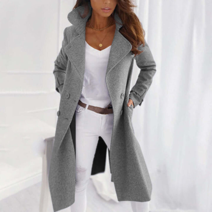 Women's Fleece Mid-Length Lapel Trench Coat